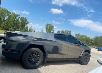 Reflective finish on Testla truck