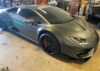 gray sportscar view from the front